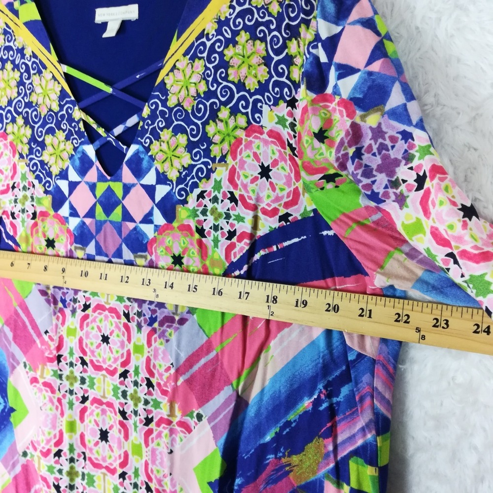 New York & Co Womens Dress Mini Mandala Print Long Sleeve Colorful Bright XL - Picture 5 of 7